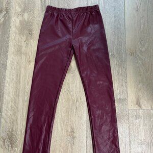 NICOLE MILLER New York Maroon Faux Leather Pants w/Stretch - Girls - 7 - New